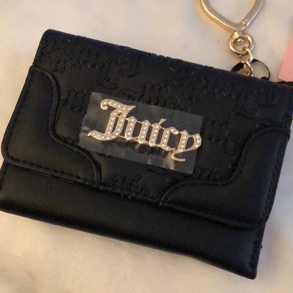Juicy Couture Liquorice Heartless Double Sided Trifold Wallet CZ Juicy Logo NWT - Picture 2 of 16